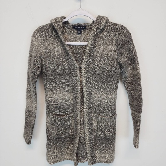 Banana Republic Alpaca Cardigan Womens XS Gray Hooded Long Sleeve Wool Pockets - Picture 2 of 15
